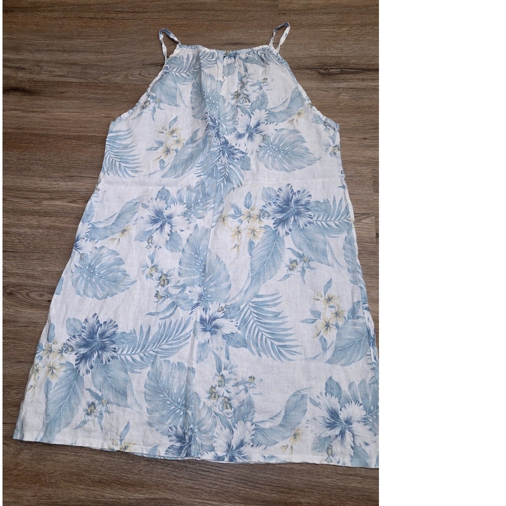 Lungo L'Arno size M Mini Shift Tunic Slip Dress 100% Linen floral
